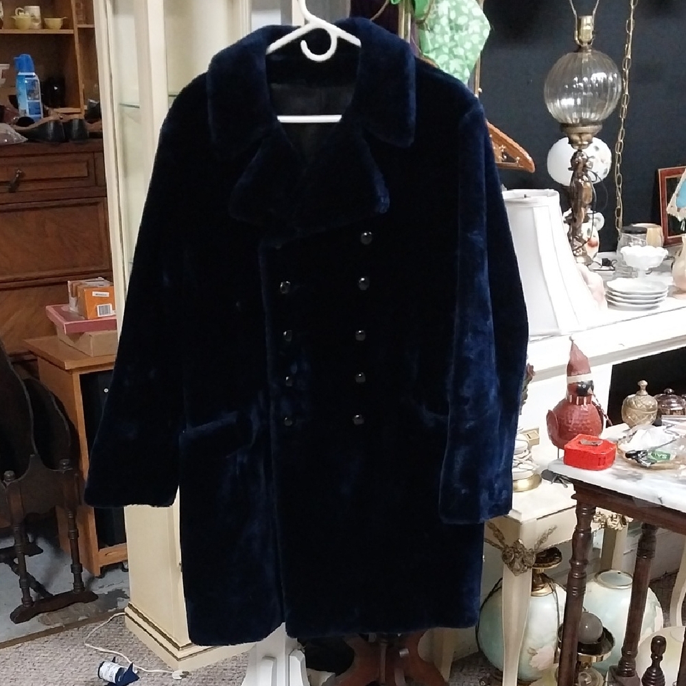 Mid-century Flipper Styled By Russel Taylor Men's Navy Double-Breasted Coat